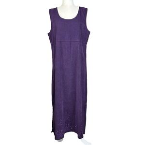 Vintage Mary McFadden Maxi Dress Large Cottagecore Modest Embroidery Y2K